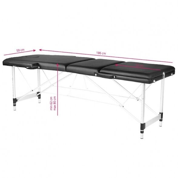 Folding 3-part massage table KOMFORT 3, gray color 7