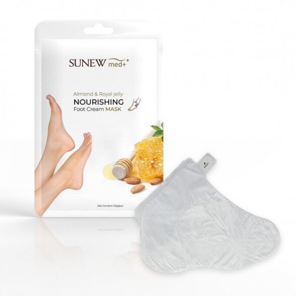 SUNEWmed+ kojinės/kaukė 1 vnt. FOOT MASK WITH SWEET ALMOND OIL AND ROYAL JELLY 2