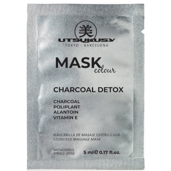 Utsukusy įmasažuojama, sterili veido kaukė COLOUR BLACK CHARCOAL DETOX, 5ml