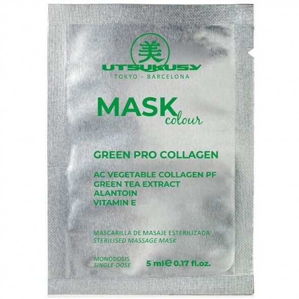 Utsukusy массажная, стерильная маска для лица COLOR GREEN MASK Pro Collagen, 5мл