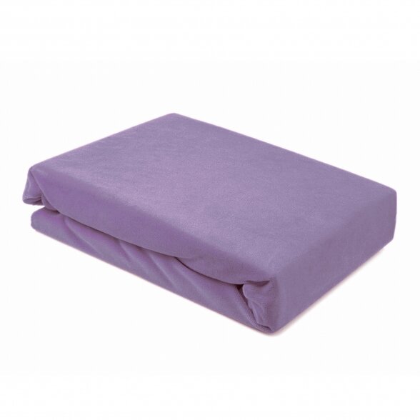 Velor cosmetology bed sheet with rubber 100 x 215 cm, purple