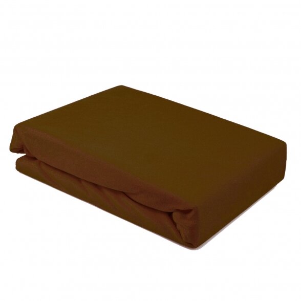 Velor cosmetology bed sheet with rubber 100 x 215 cm, brown