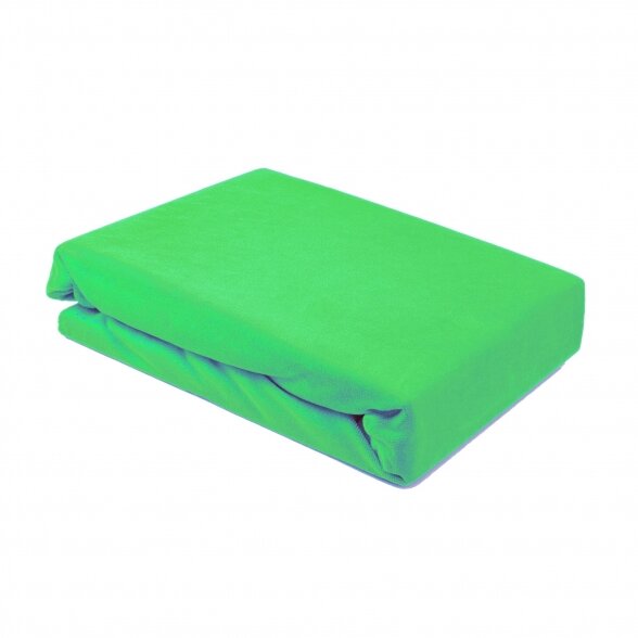 Velor cosmetology bed sheet with rubber 100 x 215 cm, green