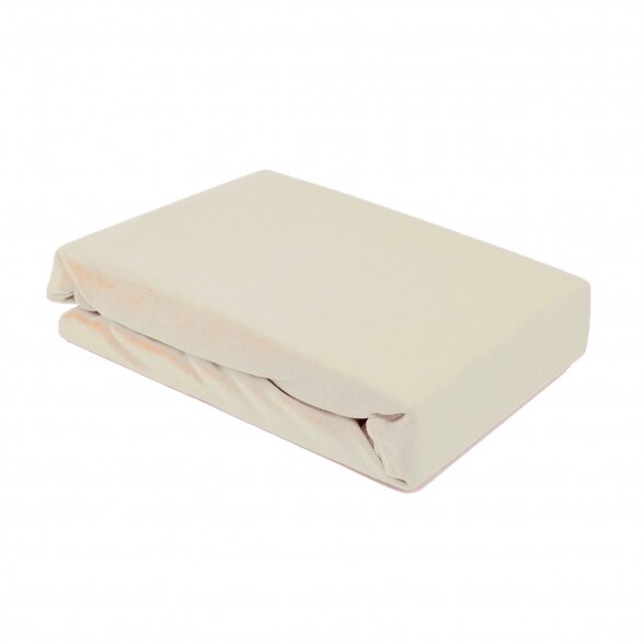 Velor cosmetology bed sheet with rubber 100 x 215 cm, cream