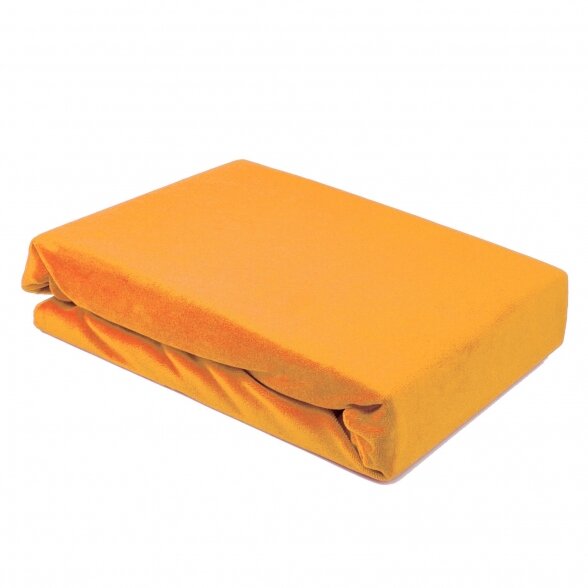 Velor cosmetology bed sheet with rubber 100 x 215 cm, orange