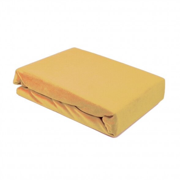 Velor cosmetology bed sheet with rubber 100 x 215 cm, yellow