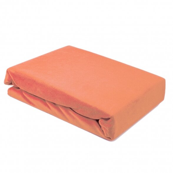 Velor cosmetology bed sheet with rubber 100 x 215 cm, coral