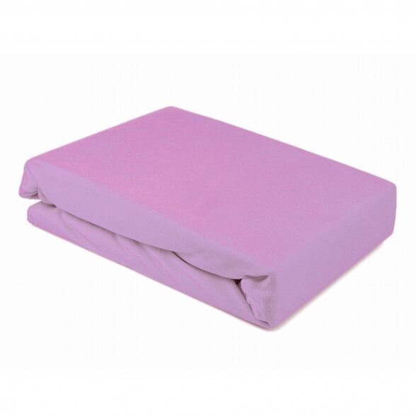 Velor cosmetology bed sheet with rubber 100 x 215 cm, lilac