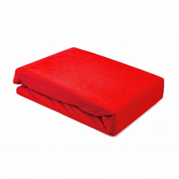 Velor cosmetology bed sheet with rubber 100 x 215 cm, red