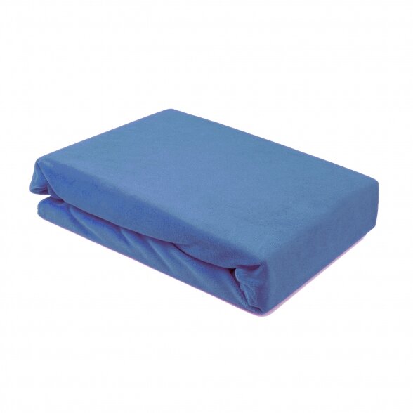 Velor cosmetology bed sheet with rubber 100 x 215 cm, blue