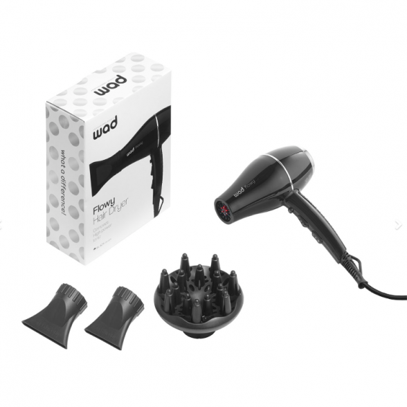 WAD hair dryer FLOWY BLACK/SILVER, 1800-2100W 2