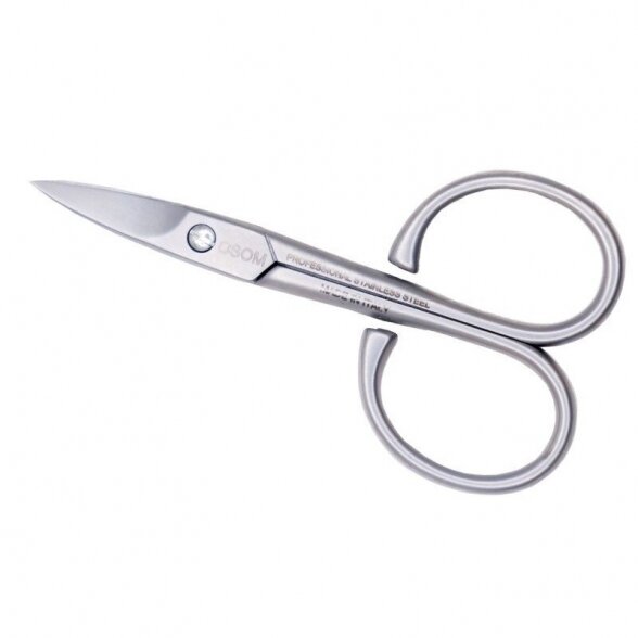 Nail scissors Osom, 9 cm, stainless steel, curved, pointed end